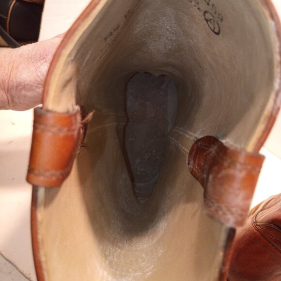 '80s DINGO 8.5M/10W Campus Moto Boots 7205 Square Toe Tan Leather *Almost-New - Picture 14 of 15